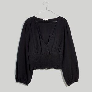 Madewell Lightspun Julianne Smocked-Waist Top